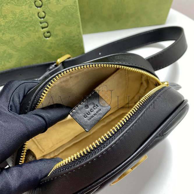 GUCCI MARMONT QUILTED LEATHER BELT BAG 476434  (18*11*15cm)